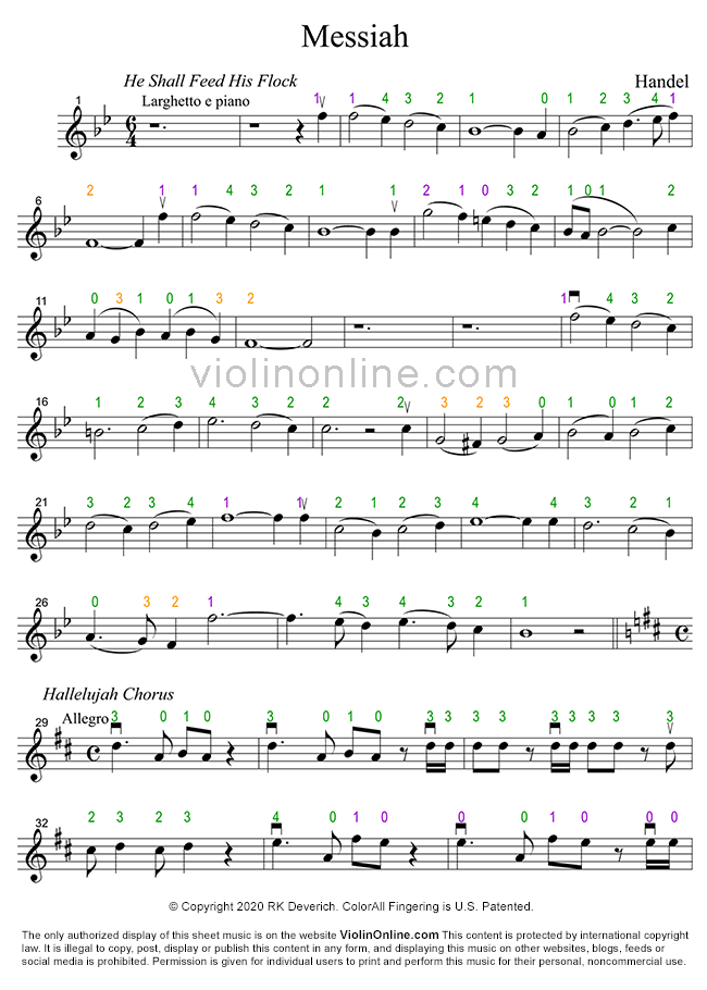 messiah medley p.1 colorall fingering