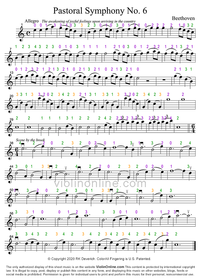 pastoral symphony colorall fingering